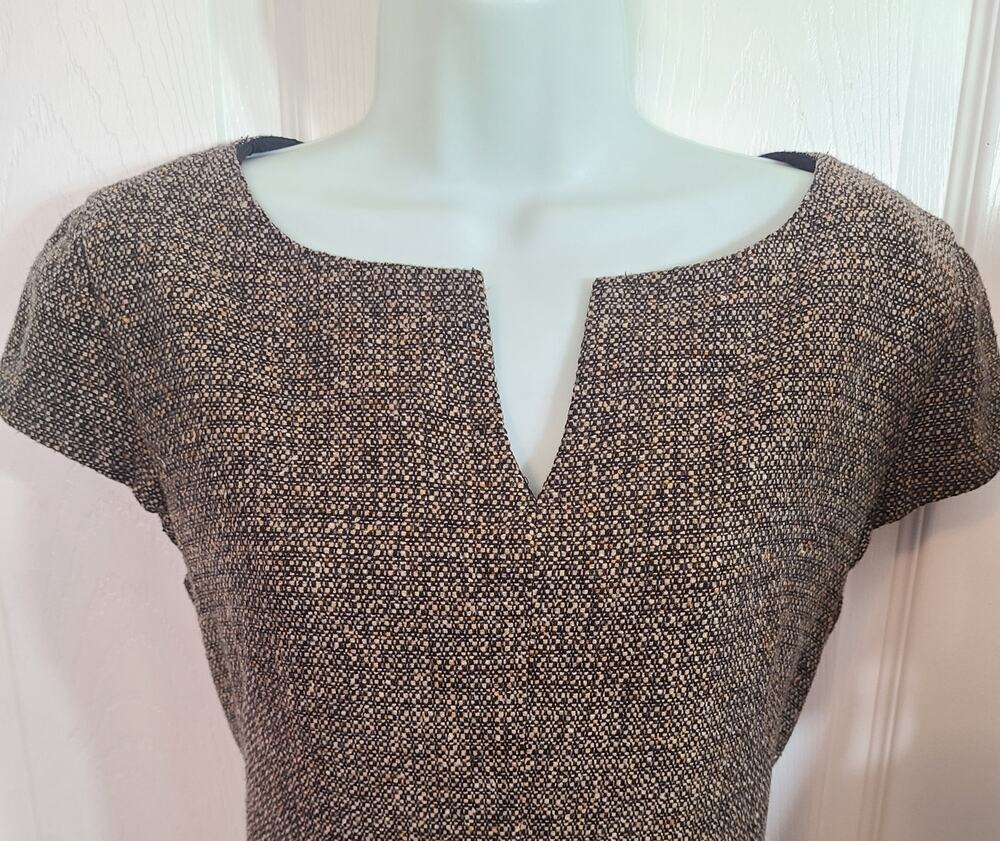 Talbots Dress 8 Brown Tweed Shift Sheath Office Work Classic Preppy Workwear